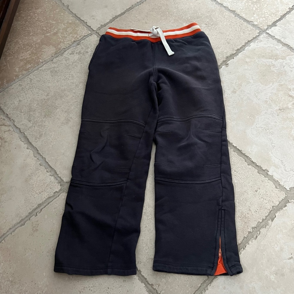 Mini Boden Boys Size 11Y Black Sweatpants Orange Zipper Trim Rib Waist